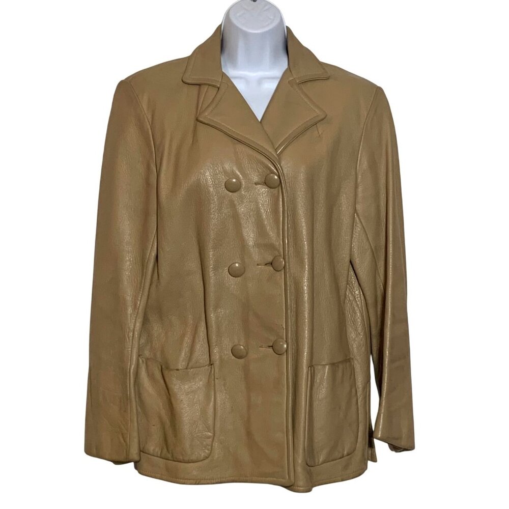 Custom-Made VTG 60s Deerskin Tan Leather Jacket Womens SZ Medium Custom Coat USA